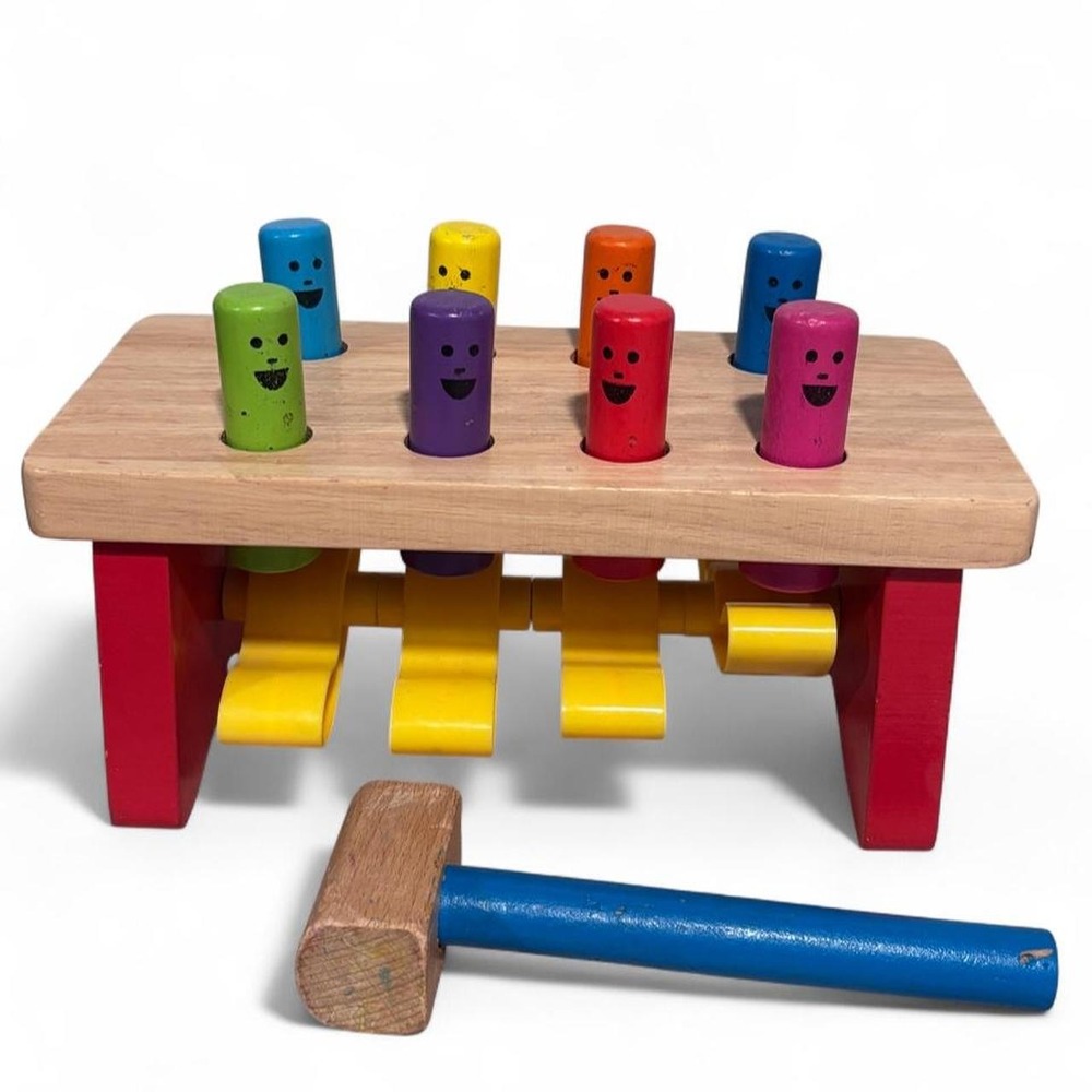 Melissa & Doug Deluxe Pounding Bench Wooden Toy Mallet 4490 Multi Color